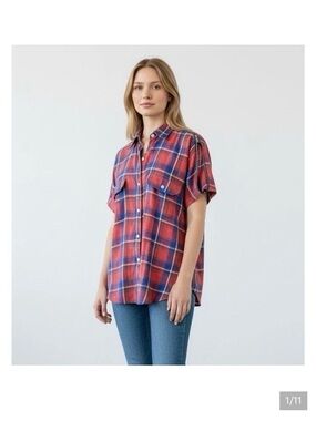R13 Red Plaid Button up shirt